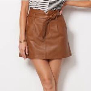 Paige Blanka Faux Leather Mini Skirt Dark Argan Large EUC